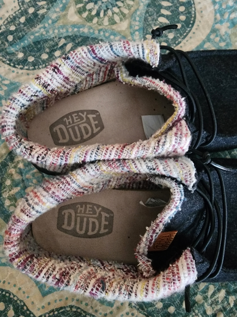 Hey Dude Wendy Fold Baja Womens 9 Black Multi Color Knit-Cuff - Picture 4 of 11
